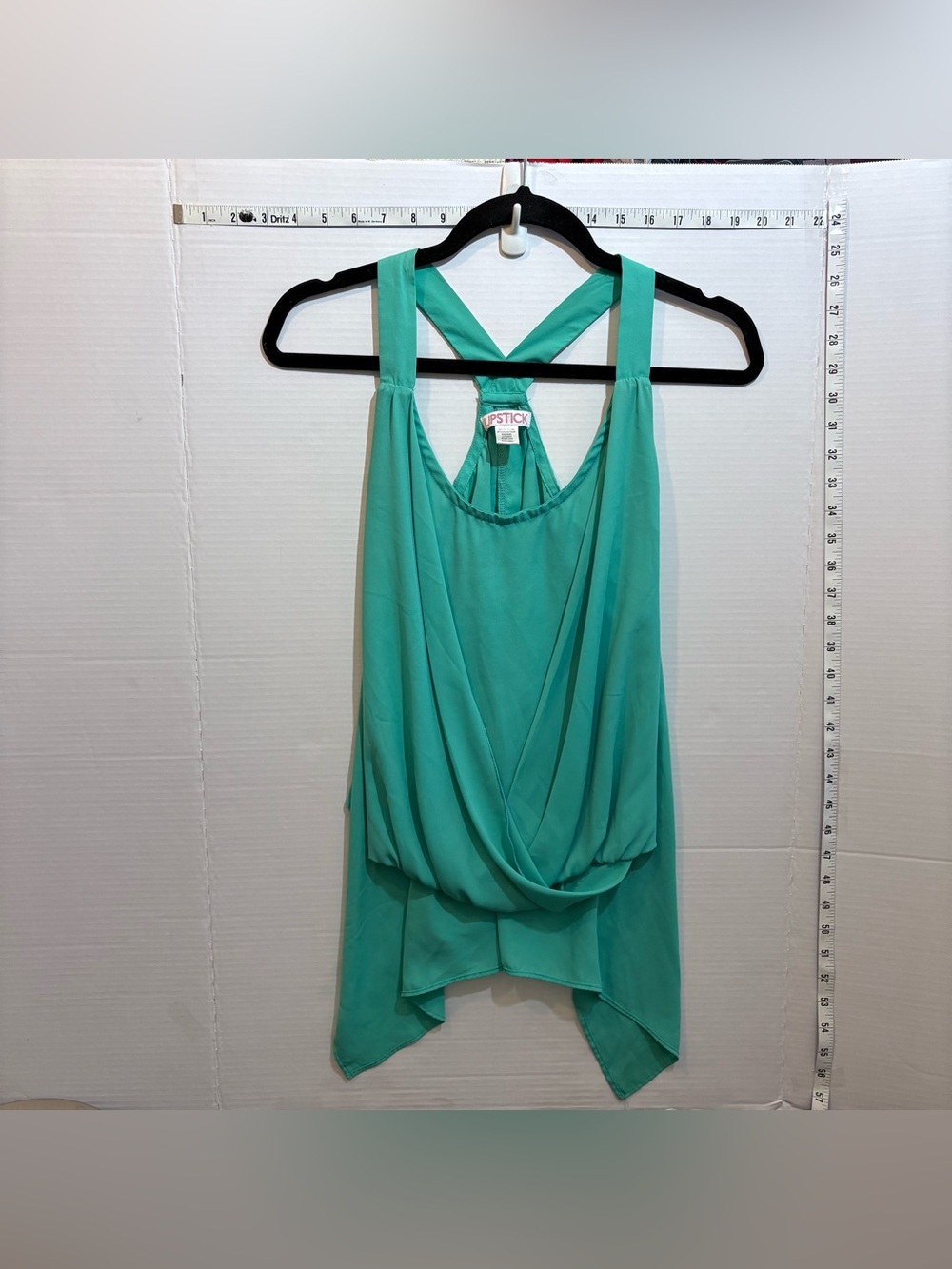 Lipstick Boutique Teal Draped Crossover Back Sleeveless Tank